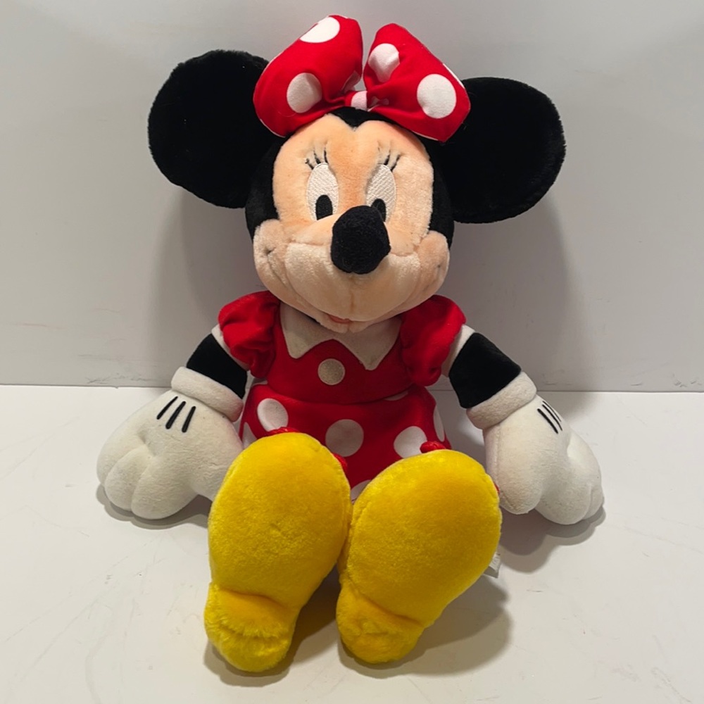 Vintage Walt Disney Store Minnie Mouse Plush DollRed & White Polka Dots 17"